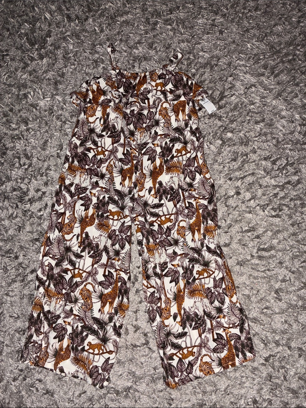 Old Navy Wide-Leg romper Jumpsuit with Brown & Black Safari Print super cute 5t